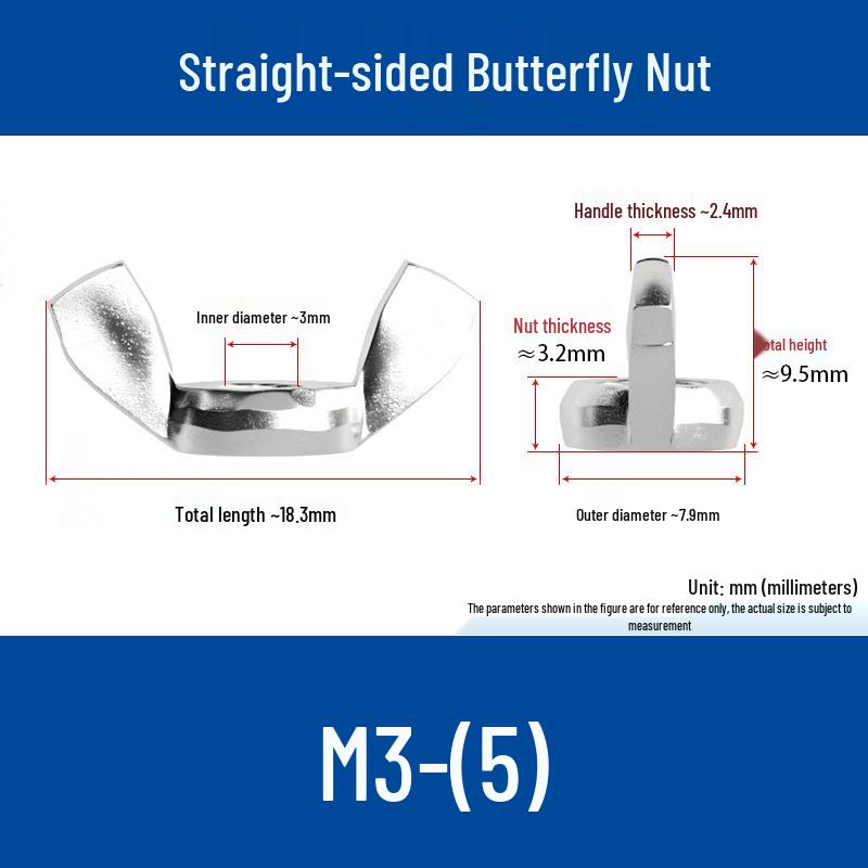 M4-M24 304 Stainless Steel Large Ear Ram's Horn Disc Butterfly Nut