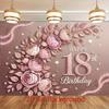 2D Pink Rose 18th Happy Birthday Backdrop 210x150cm Party Banner