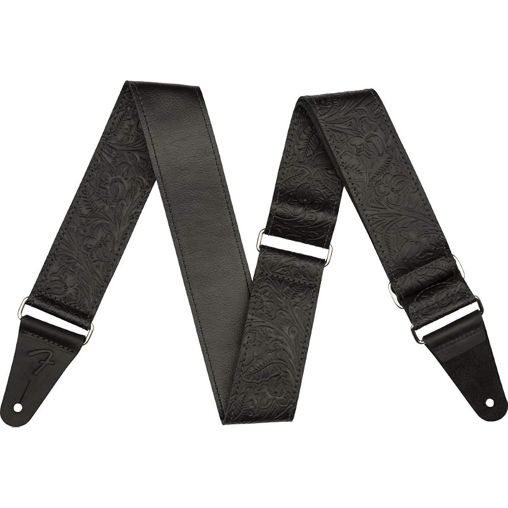 [Fender] Tooled Leather Guitar Strap, 2  Black