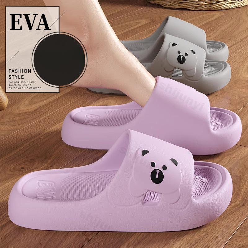 Fashion Cartoon Bear Women Slippers Couple Summer Cute Soft EVA Home Bathroom Non Slip Slippers Indoor Flat Flip-Flop Sandalias De Mujer