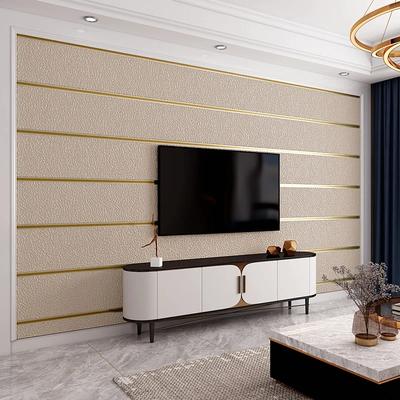 Deer Skin Velvet Horizontal Striped Wallpaper Living Room Bedroom Striped Film and Television Wall 3D Relief Thickened Wallpaper