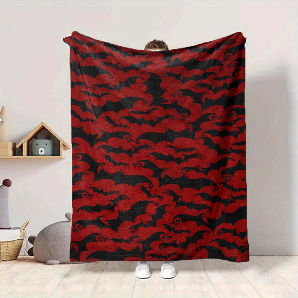 1pc Bat Swarm Blanket, Lightweight Flannel Throw Blanket For Sofa, Bed, Travel, Camping, Living Room, Office, Couch, Chair, And Bed