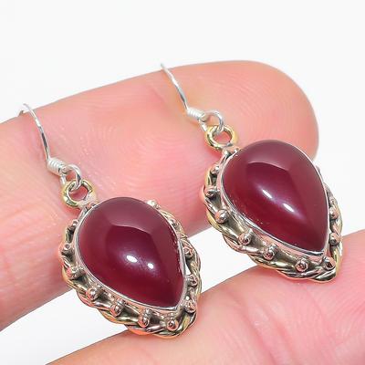 Natural Red Jasper Gemstone 925 Solid Sterling Silver Jewelry Earring 1.50" J2m70