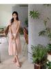 Summer loose pleated large skirt medium and long skirt small holiday style sleeveless neck dress women
