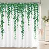 Green Plant Leaf Vines Flowers Shower Curtain Modern Nordic Minimalist Printed Polyster Home Decor Bathroom Curtain with Hooks