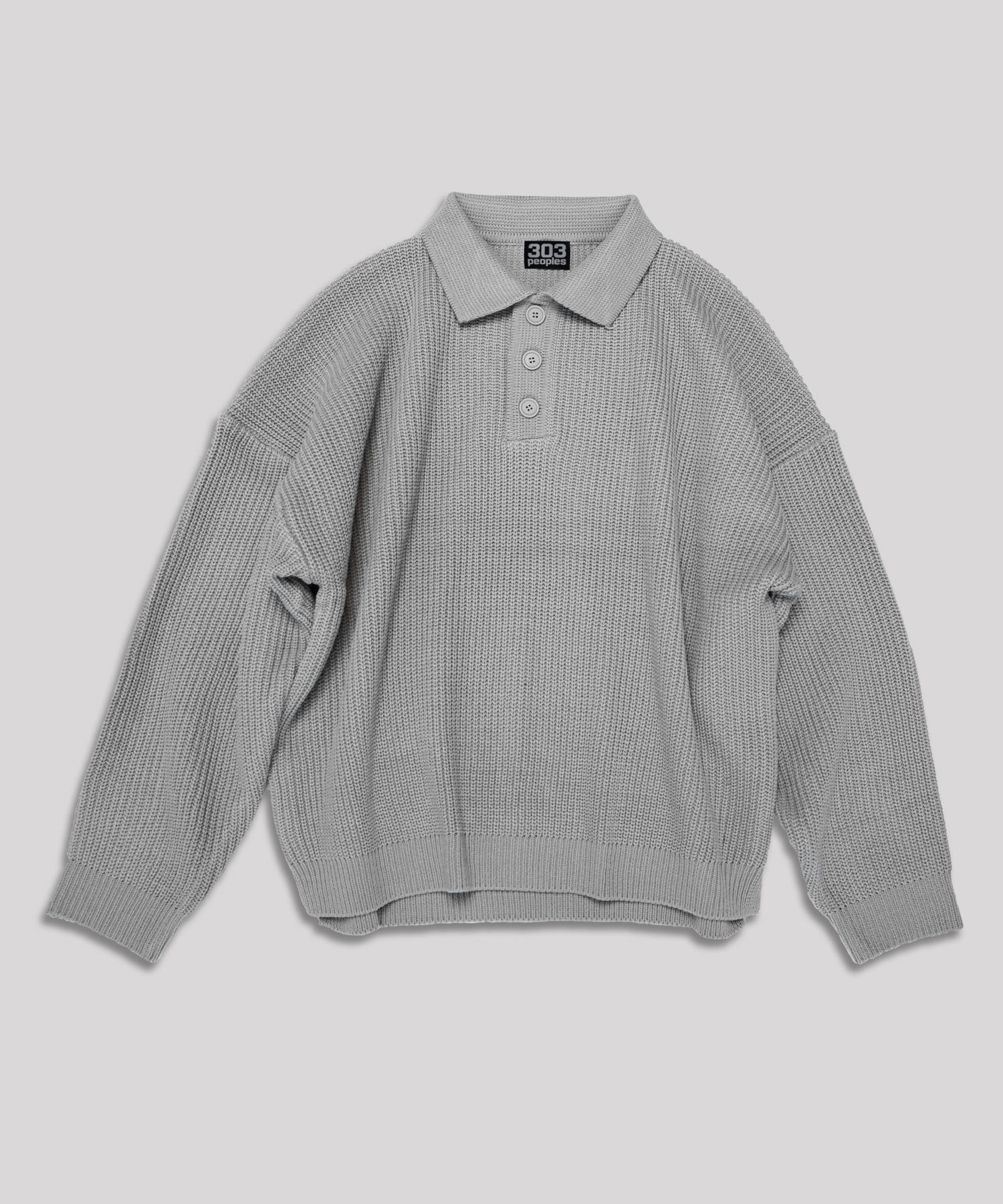 303 Peoples Collar Hacci Oversized Knit Gray Free