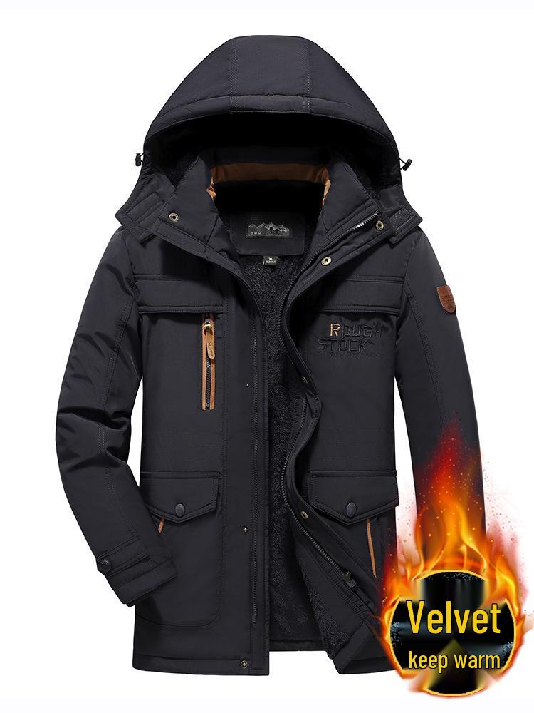 Men's Outdoor Thickened Mid-Length Velvet Jacket: Versatile, Stylish Windbreaker for Winter Cold Protection