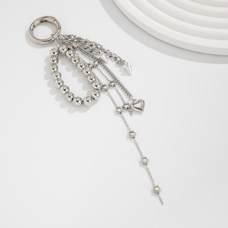 Trendiger Herz-Schlüsselanhänger Schlüssel-Schmuck Quasten Schlüsselhalter Perlen-Taschenanhänger Taschenanhänger Legierungstextur Perfekt für Tasche und Schlüssel