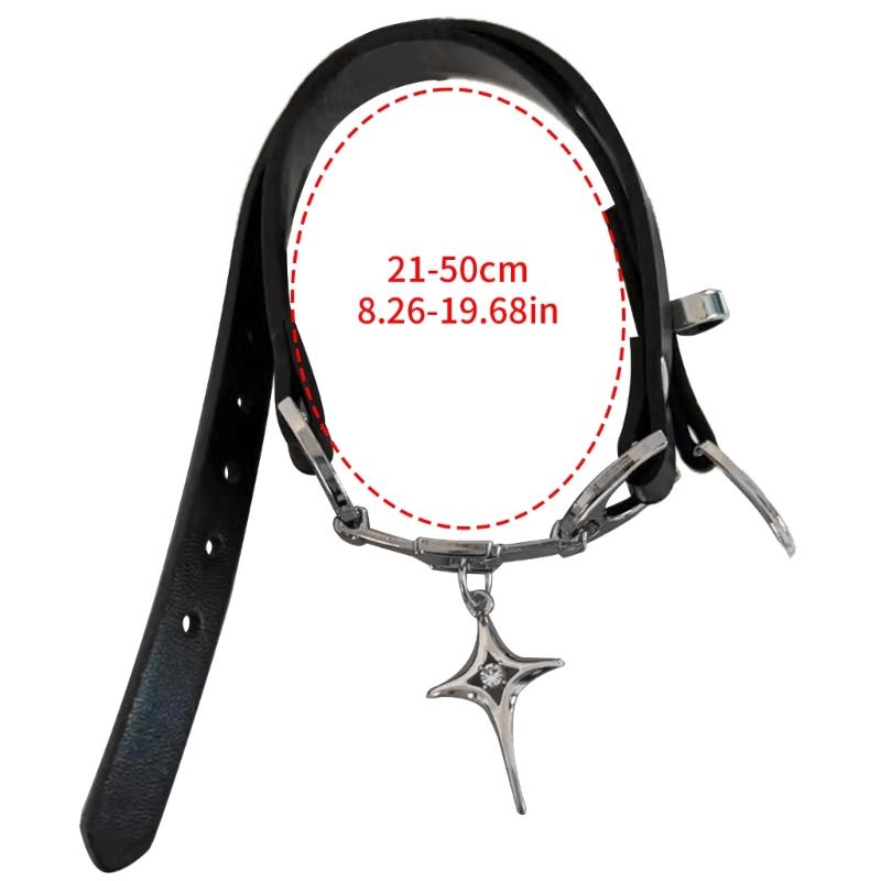 Trendy PU Leather Collar Necklace Featuring Gothic Crosses Charm Evening Party Accessory