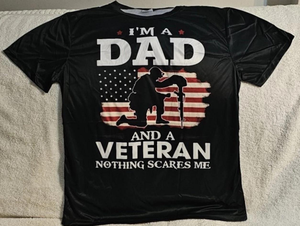 MILITARY SOLDIER AMERICAN FLAG DAD VETERAN USA UNITED STATES T-shirt XL