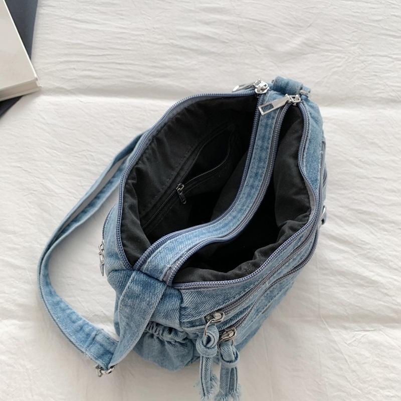 Jeans Crossbody-Tasche mit mehreren Reißverschlusstaschen, lässige Umhängetasche für Damen, für den täglichen Gebrauch und Reisen