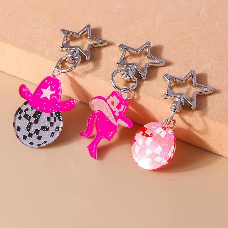 Cute Resin Cowboy Boot Hat Keychain Pretty Girl Key Ring Pendant for Women Handbag Decor DIY Handmade Kid's Jewelry Gift