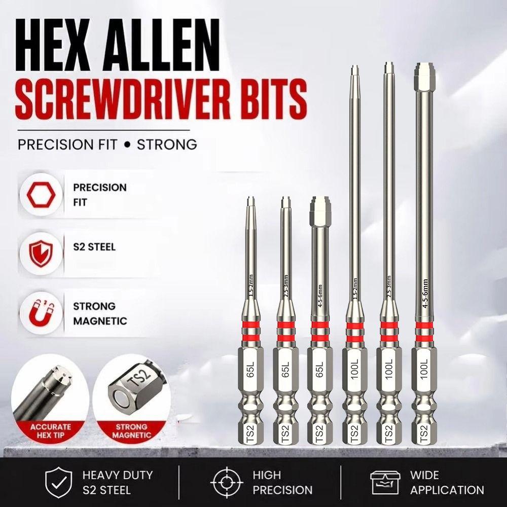 3/6PCS Strong Magnetism Electric Screwdriver Bits Set Hex Shank Screwdriver Bits  For Impact Drill