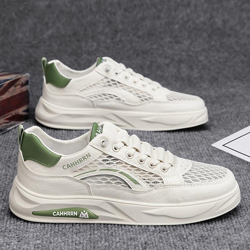 2025 neue atmungsaktive Hollow Board Schuhe Herren große Netz weiße Schuhe Sommer Herrenschuhe Low-Top lässige trendige Schuhe Herren Live-Übertragung