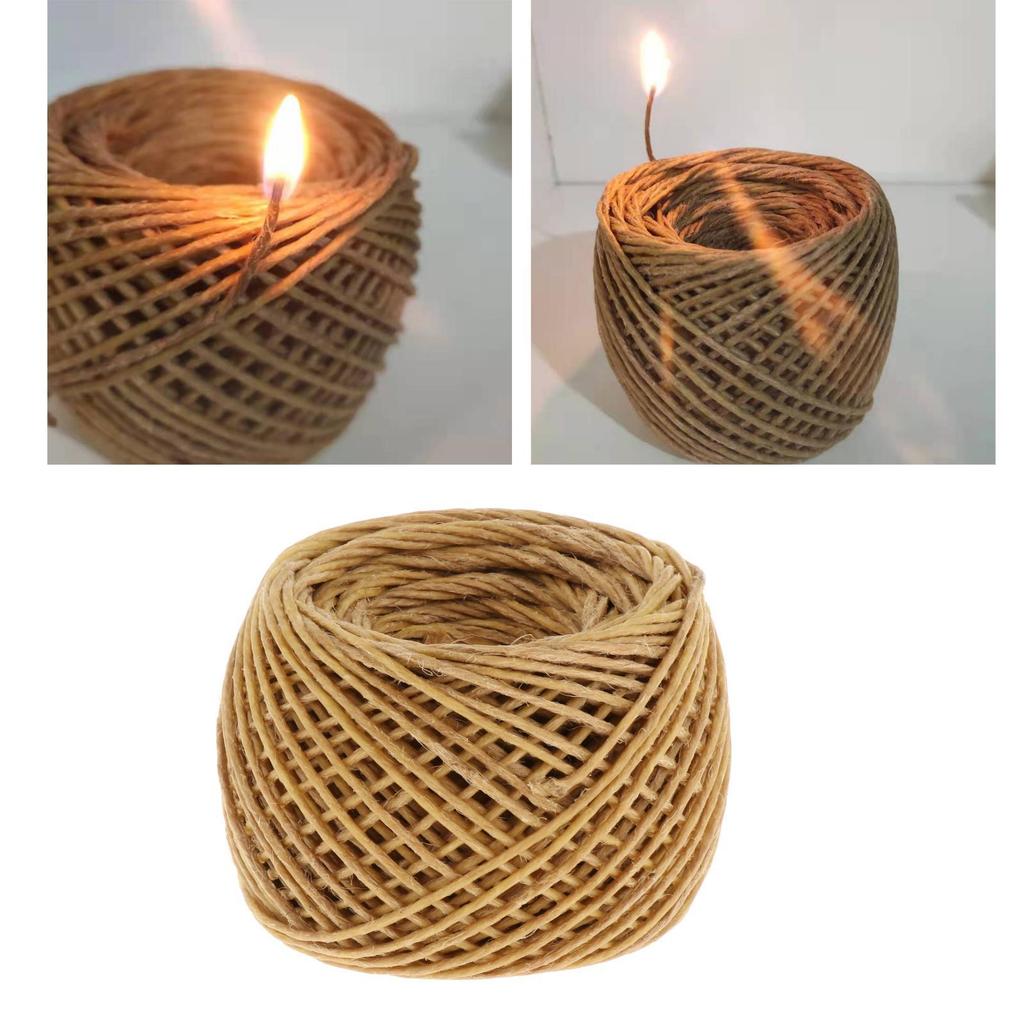 Natural Wick Spool 61m Natural Beeswax Coating Slow Burn Long-Lasting Refill DIY Tea Lights Candle Making Tapers 2.0mm