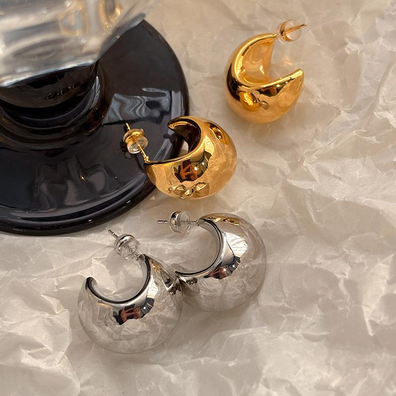 S925 sterling silver needle metal water drop earrings women's light luxury atmosphere real gold electroplating stud earrings European