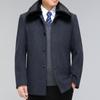 Middle-aged and Elderly Men's Short Cashmere Coat Daddy's Winter Plush Woolen Windbreaker Lapel with Fur Collar Coat