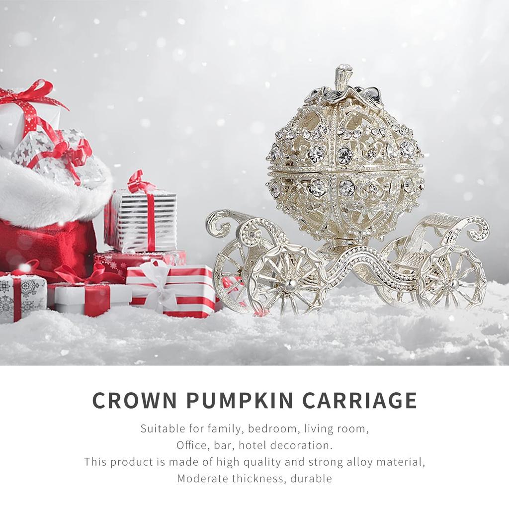 Rhinestone Crystal Pumpkin Trinket Box Cinderella Carriage Jewelry Chests Creative Gift Ornament  Carriage Bags Accessories Gift