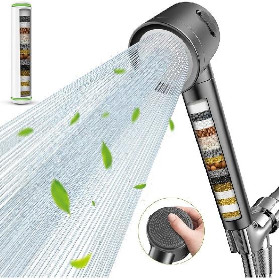 Filtered Shower Head with Handheld, High Pressure Shower Heads with 3 Spray, Showerhead with Filters Hand held for Hard Water, Remove Chlorine
