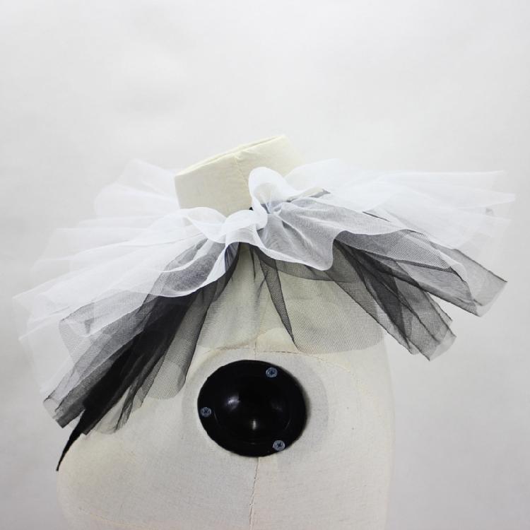 Vintage Ruffle Fake Collar Victorian Black White Tulle Shawl Necklace for Women