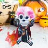 Halloween Rotating Skeleton Figurine Electric Music Spinning Skeleton with Red Light Eyes for Halloween Ghost Festival Prop