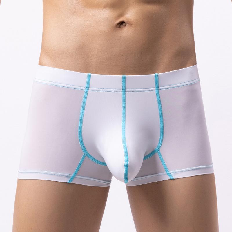

Мужские дышащие боксеры-слипы из ледяного шелка с большим гульфиком, летний легкий стиль, большие размеры, боксеры средней посадки XXXL белый