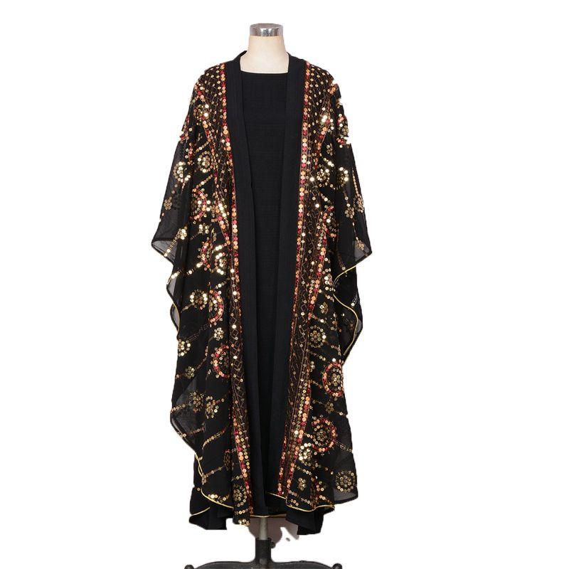 Middle East New Sequin Cardigan Base Dress Zhai Festival Party Evening dress Dubai Arab Set Suit