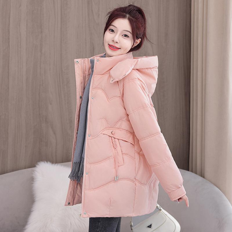 Korean version of cotton clothes women's medium and long 2025 winter new warm thickened hooded cotton-padded clothes loose and thin casual jacket