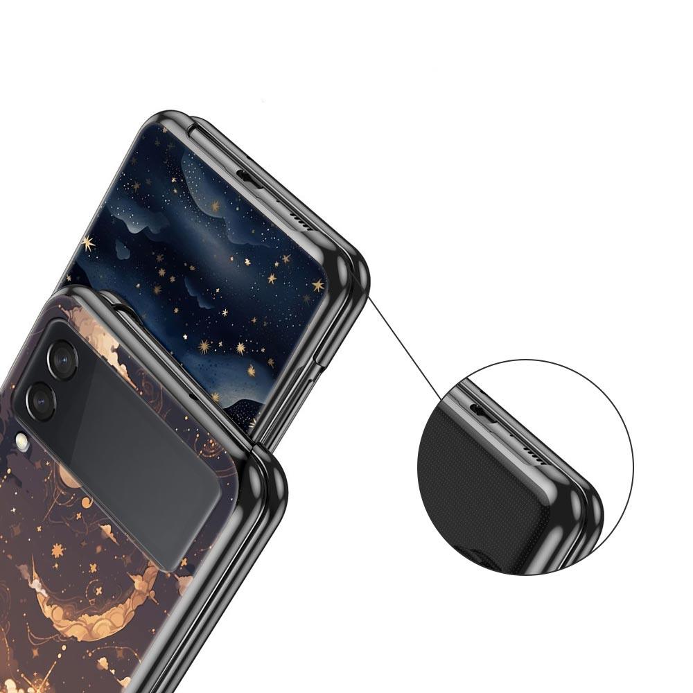 Fashion Starry Sky Stars Hard PC Phone Case For Samsung Galaxy Z Flip 7 6 5 4 Black Cover For Galaxy Z Flip 3 Foldable Shell Bag