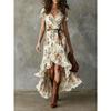 Europe Beautiful Women's Dress, Summer New, Bohemian Print Seaside Vacation V-neck Length
