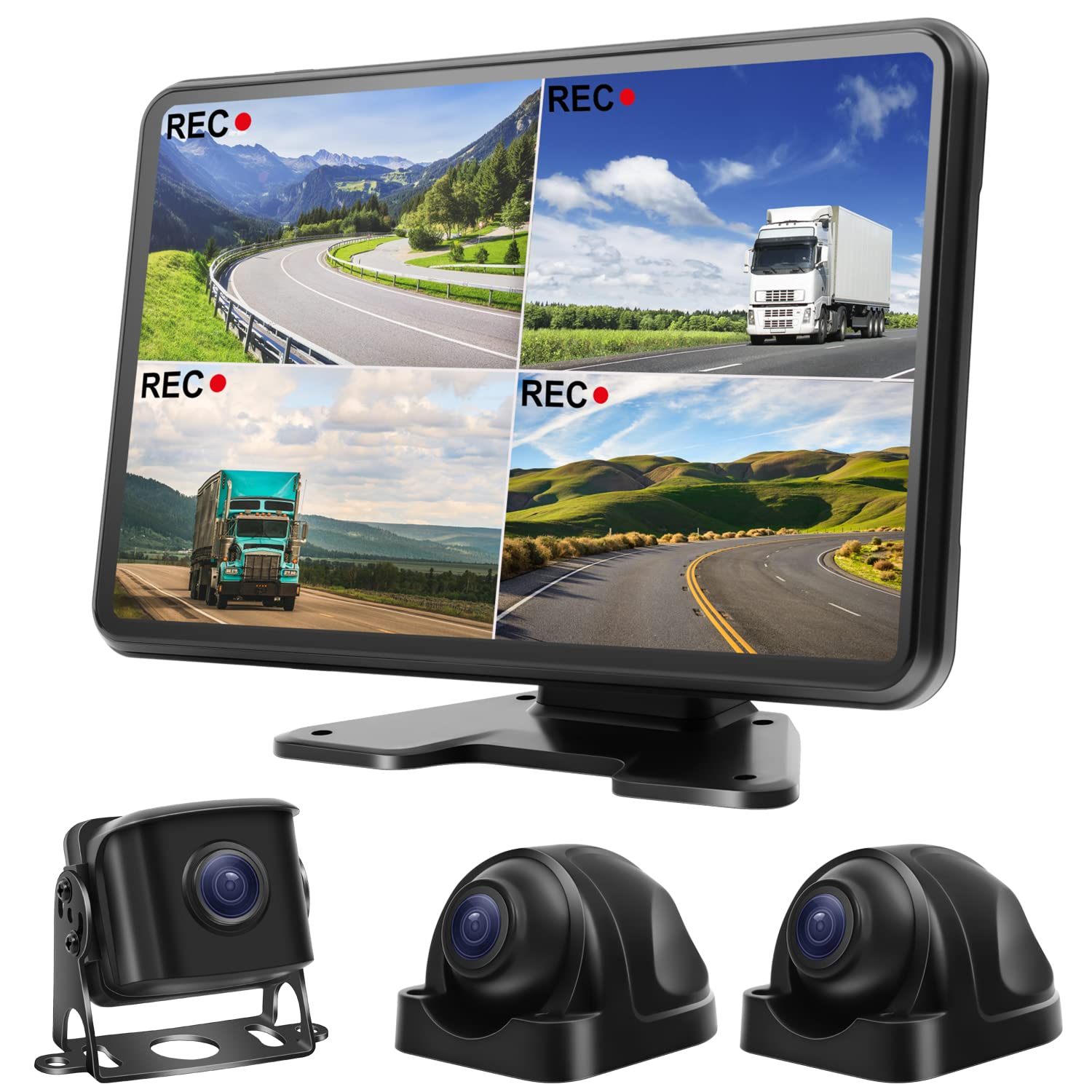 

Hizenyo AHD Backup Camera Monitor 24V Backup Backup Monitor with IPS LCD Full Touch Includes 3 AHD Waterproof Truck Loop and Automatic Linkage Split