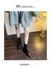 Women's Vintage Pleated Leather Square Toe High Heel Ankle Boots - Autumn/Winter Chunky Heel Knight Martin Boots, British Style