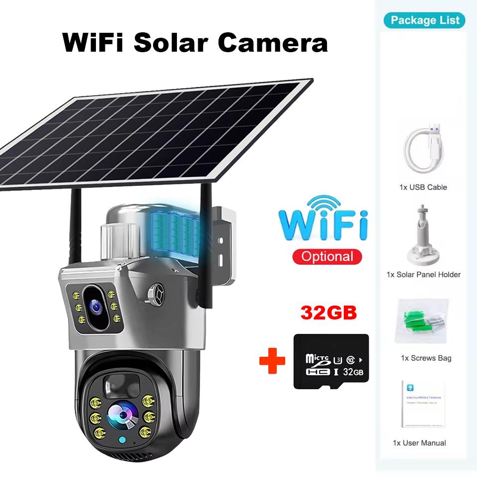 Outdoor Waterproof Solar Camera 4G/Wifi Home Full Color HD Remote Low Power Consumption Monitor with Night Vision
