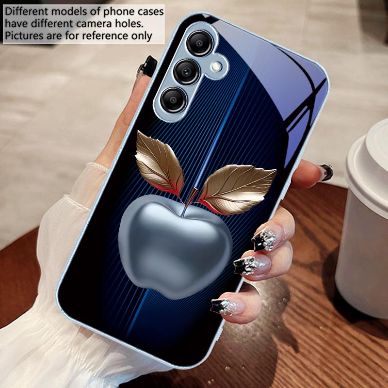 Stripe Gradient Apple Red For Samsung Galaxy A14 4G 20 30 52 20S 21S 22 32 33 34 42 50 51 53 54 70 71 72 73 5G Glass Phone Case