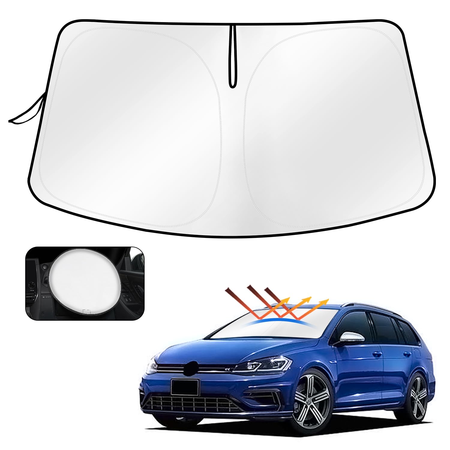 

Upgraded Light and Heat Cartist Front Sunshade for Volkswagen VW Golf Windshield Shade Excellent Light UV Car Custom Interior Easy Storage Bag Direct