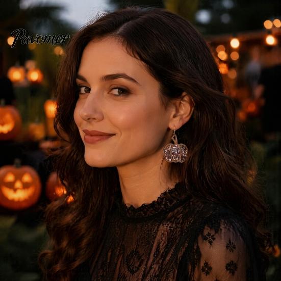 Gift for Her 1 Pair Fall Thanksgiving Pumpkin Earrings Women, Wooden Halloween Dangle Shaped Drop Earrings, Autumn Jewelry Lightweight Wood