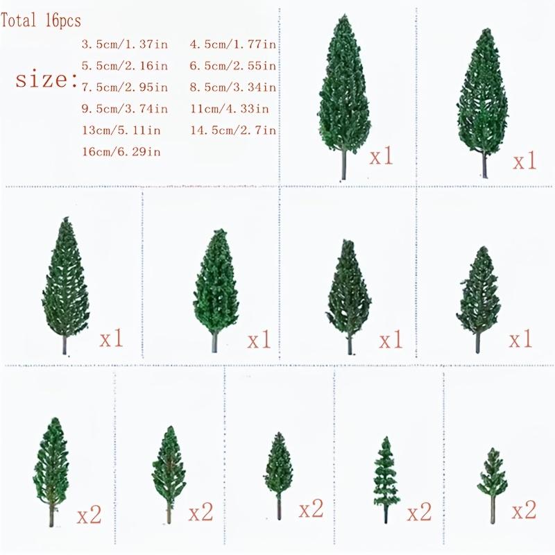 

16pcs Realistic Miniature Pine Trees for Christmas - Deep Green Plastic Model Trees Mini Christmas Tree Decorations Suitable