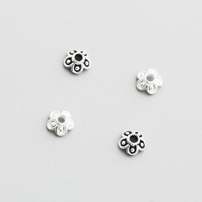 S925 Sterling Silver Thai Filigree Flower Bead Caps for DIY Handmade Bracelets