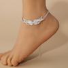 Rhinestone Foot Ornaments, Adjustable Anklet, Crystal Double Heart-shaped Anklet