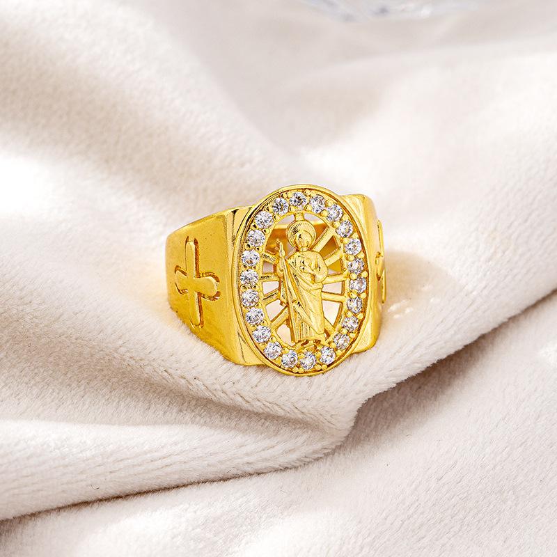 Ring European and American Style Simple Virgin Mary Open Ring Couple Trend Jewelry