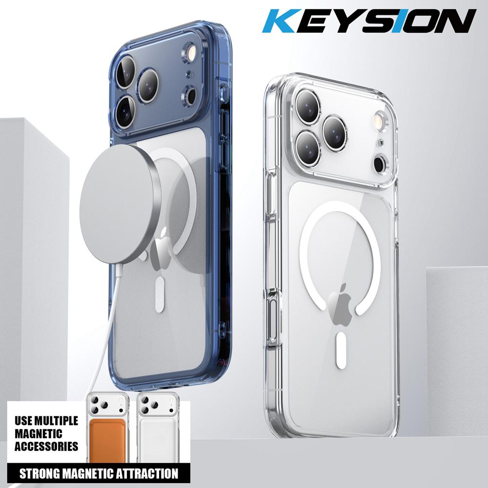 KEYSION Shockproof Transparent Case for MagSafe for iPhone 17 Pro Max Clear TPU+PC Magnetic Wireless Charging Phone Back Cover