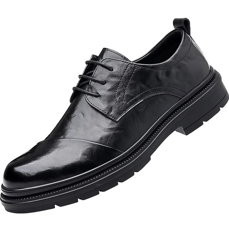 

Fashion European and American trendy retro style business formal leather shoes 2024 new gentleman brogue versatile leather shoes 44 чёрный