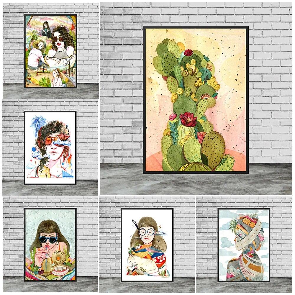 

Современная девушка, ежедневная фантазия, настенное искусство, холст, картина, декоративный постер, женский постер осознанного сновидения и принт для гостиной, без рамки