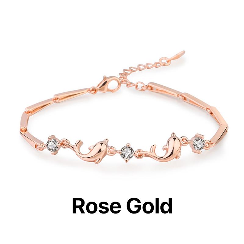 Новый регулируемый браслет-цепочка, браслет с дельфином, женский браслет с бриллиантами, циркониевый браслет, ювелирные аксессуары, подарок розового золота