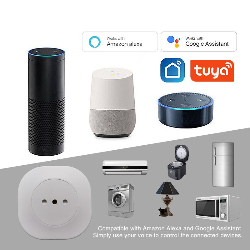 Italy Standard Tuya Wifi Wireless Smart Socket App Control Support Google Alexa Voice Plug Timing Power Outlet For Home