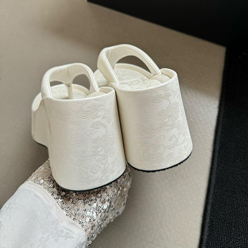 Fashion Pink Fashion Silk Platform Women Wedges Slippers Flip Flops Female Thick Soled Ladies Wedges Slippers Slides Sandals Shoes