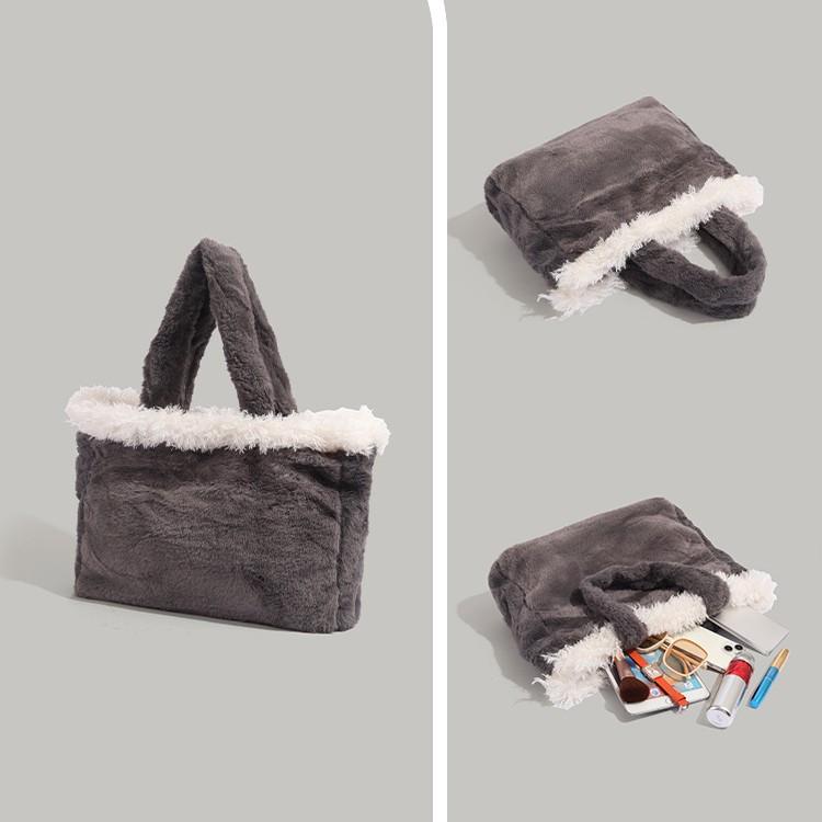 2024 New Women's Bag Fluffy Tote Bag Large Capacity Mommy Bag Fashion Handbag Commuter Shoulder Bag Trendy