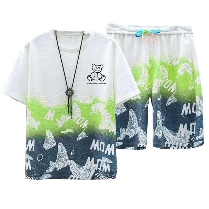 

Летний комплект унисекс для тренировок с принтом: короткий топ и низ [FJLTDCP] Мужской комплект, Рукав, Комплект, Футболка, Влагоотводящий, Быстросохнущий, Повседневный, Носить,