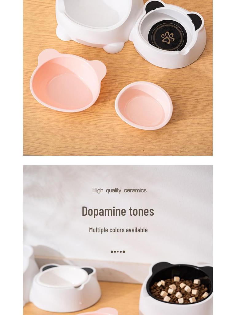 Ceramic Anti-Spill Temperature-Regulating Pet Bowl - Slanted Design for Cats and Dogs