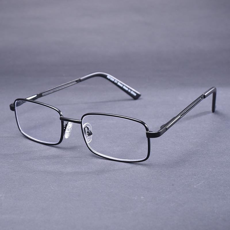 Black Frame Anti-blue Light Reading Glasses For Men Metal Full Eyeglasses Frame With Spring Hinge+125+175+225